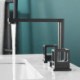 Dual Handles Black Bathroom Basin Faucet Hollow Geometric Design Sink Tap