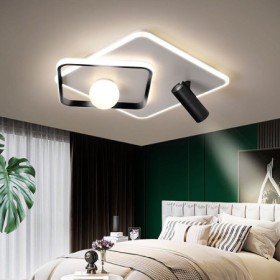 LED Square Flush Mount Acrylic Ceiling Light with Spotlight