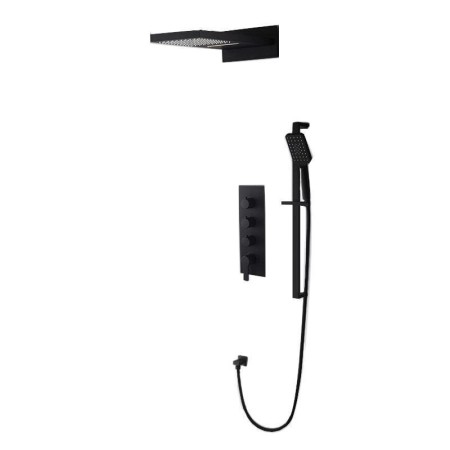 Rainfall Shower Tap Head Shower Hand Shower Modern Black Shower Faucet Set