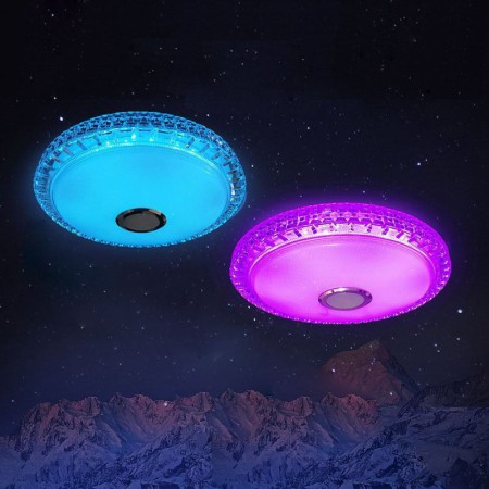 Remote Control Bluetooth Music Speaker Light Bedroom Bar RGB LED Flush Mount Ceiling Light