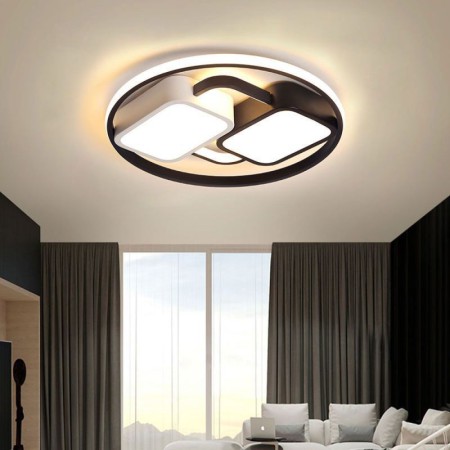 Bedroom Living Room Contemporary LED Flush Mount Ceiling Light Black & White Light Fixture