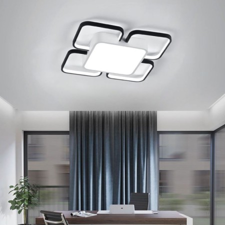 Simple LED Flush Mount Lighting Black & White Square Frame Bedroom Living Room