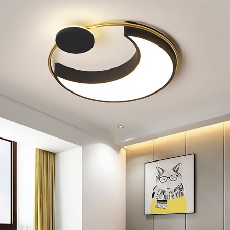 Bedroom Kids Room Modern Acrylic LED Flush Mount Moon and Circle Ceiling Light