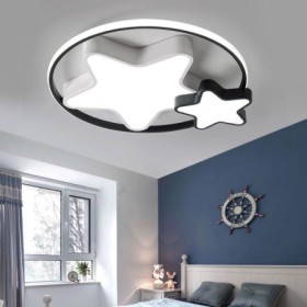 LED Ceiling Light Fixture Black and White Star Led Flush Mount Bedroom Kids Room