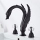 3 Pieces Swan Shape Widespread Bathroom Sink Faucet with 2 Handles Vanity Basin Mixer Tap