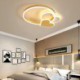 Bedroom Living Room Modern Acrylic LED Flush Mount Gold Double Heart Ceiling Light