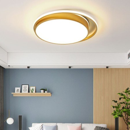 Bedroom Living Room Golden Circular LED Flush Mount Modern Acrylic Ceiling Light