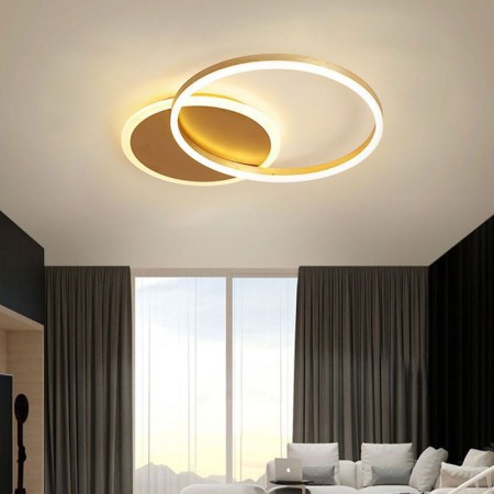 Bedroom Living Room Modern LED Flush Mount Round Gold Ceiling Light