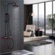 Handheld Shower Faucet System with Brass Shower Faucet Set Black+Red Color Match