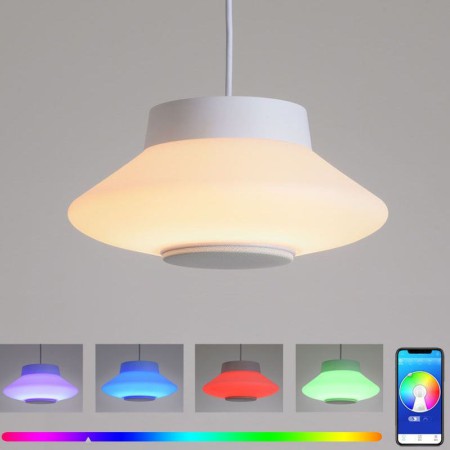 RGB LED Pendant Light Remote APP Control Bluetooth Music Speaker Light Bedroom Bar