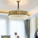 Study Living Room Modern LED Glass Pendant Light Stainless Steel Circular Chandelier