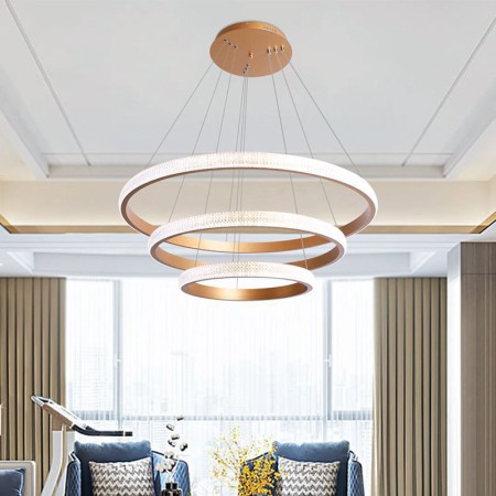 Acrylic 3 Rings Modern LED Pendant Light 80+60+40cm