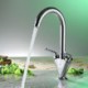 Brass Kitchen Sink Faucet with Dual Handles and 360-Degree Rotation Tap