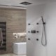 Brass Shower Faucet with 6 Massage Sprayer Heads LED Black Shower Faucet System