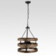 5 Light Cage Shade Light Fixture Living Room Kitchen Retro Circular Wood Pendant Lamp