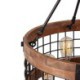 5 Light Cage Shade Light Fixture Living Room Kitchen Retro Circular Wood Pendant Lamp