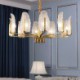 Living Room Restaurant Modern Simple Brass Pendant Light Leaf Glass Lamp Shade