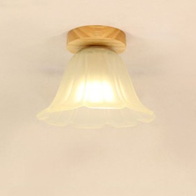 Semi Flush Mount Wooden Nordic Flower Ceiling Light Living Room Bedroom Study Lighting