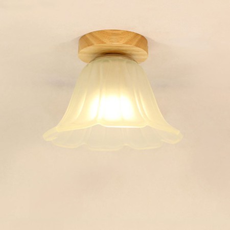 Semi Flush Mount Wooden Nordic Flower Ceiling Light Living Room Bedroom Study Lighting