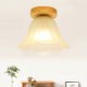 Semi Flush Mount Wooden Nordic Flower Ceiling Light Living Room Bedroom Study Lighting