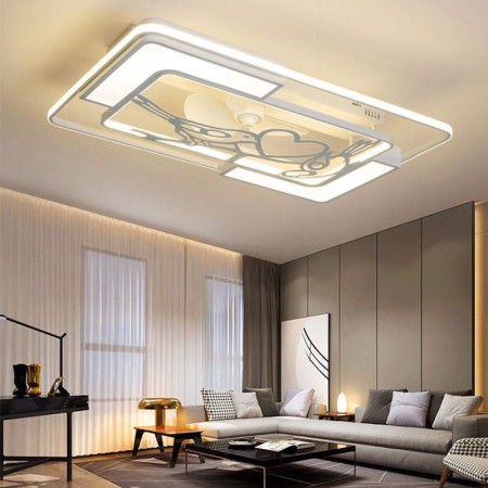 LED Rectangular Ceiling Fan Light Fixtures For Living Room Bedroom