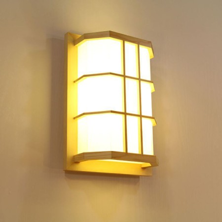 Wooden Wall Light Bedroom Balcony Lighting Creative LED Wall Sconce