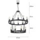 12-Light Industrial Country Style Round Pendant Light Fixture For Dining Room