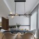 Black Long Bracket Lamp with Modern Glass Bubble Dining Room Pendant Light