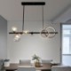 Black Long Bracket Lamp with Modern Glass Bubble Dining Room Pendant Light