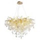 Luxury Gold Living Room LED Pendant Light Nordic Crystal Chandelier Flower Round Shade