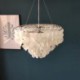 Hanging Round Layered Chandelier with Natural Capiz Shell Pendant Lighting for Living Room