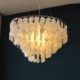 Hanging Round Layered Chandelier with Natural Capiz Shell Pendant Lighting for Living Room