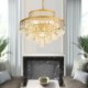 Gold Crystal Pendant Light 4 Tiers Living Room Ceiling Lighting x 7 Light