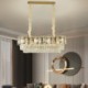 Rectangle Pendant Light Fixture with Crystals for Living Room