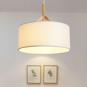 Fabric Lamphade Single Lamp Wood Pendant Light