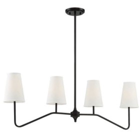 Minimalist 4 Lamp Black Chandelier Iron Pendant Light