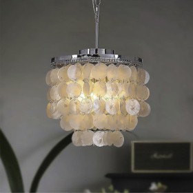 Bedroom Decorative Shell Pendant Light Chrome Lighting