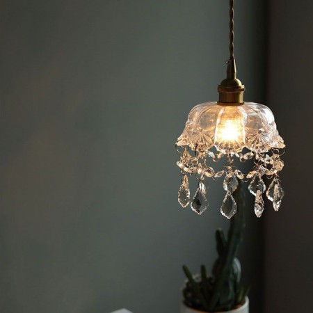 Living Room Bedroom Elegant Glass Pendant Light Single Head Mini Pendant Light