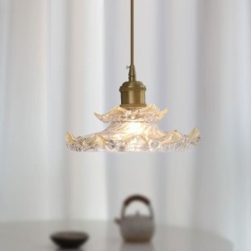 Lotus Glass Pendant Lamp Bedroom Living Room Style Glass Pendant Light