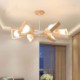 Elegant Wood Pendant Light Hotel Dining Room Modern Fan Shaped Chandelier