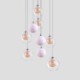 Gold Nickel Brushed+Milky Glass Ball LED Glass Cluster Pendant Light