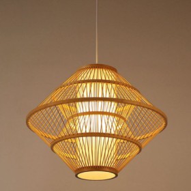 Bamboo Pendant Light with Gyroscope Design