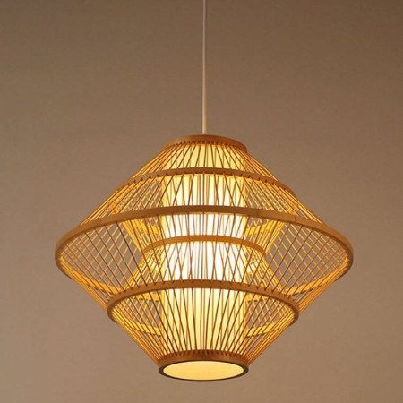 Bamboo Pendant Light with Gyroscope Design