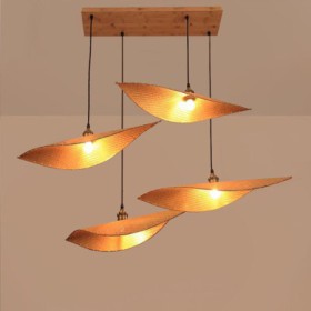 Living Room Bedroom Tearoom Lighting Creative Leaf Pendant Light Contemporary Bamboo Pendant Light