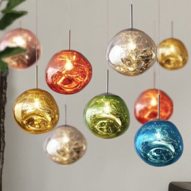 Irregular Lava Colored Glass Globe Ceiling Light Modern Lava Pendant Light