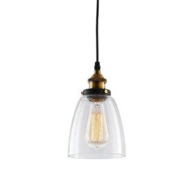 Clear Glass Shade American Rural Industrial Retro Style Iron Craft Bell-shaped Glass Pendant Light