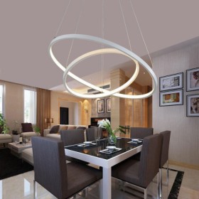 60+40cm LED Pendant Light Acrylic Ceiling Light 2 Rings Lamp