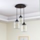 Hand Blown Clear Glass 3-Light Ceiling Light Large Glass Pendant Light