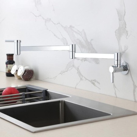 Foldable Wall Mounted Kitchen Sink Faucet Pot Filler Cold Tap