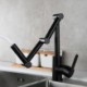 Foldable Brass Kitchen Sink Faucet in Black/Chrome/Nickel Brushed Finishes